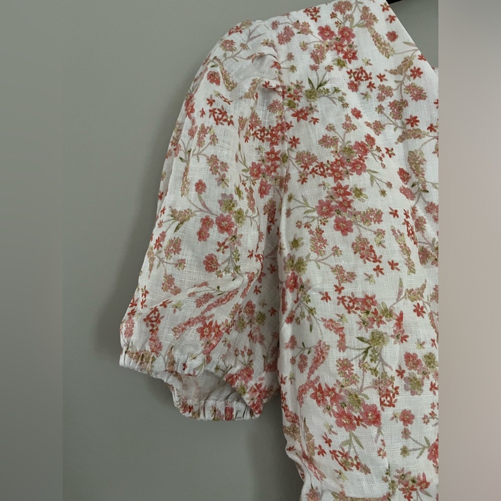 Adelyn Rae 100% Linen Floral Mini Dress - Picture 2 of 6